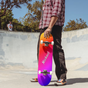 Skateboard Planche à roulettes couleur arc-en-ciel avec nom p