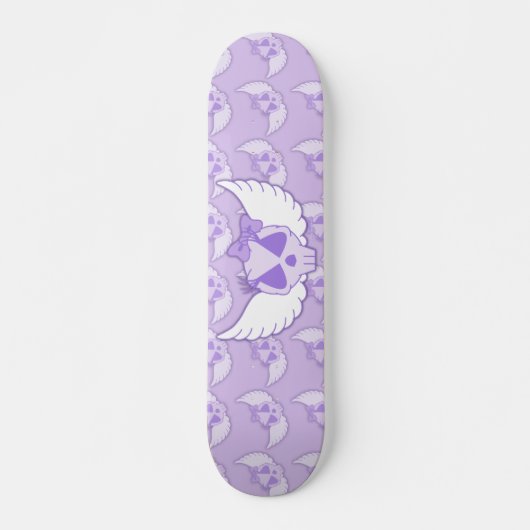 Skateboard Planche à roulettes crâne violet avec ailes (Devant)