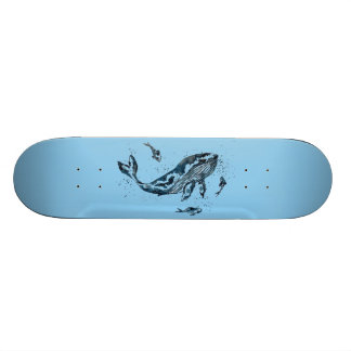 Skateboard Planche à roulettes de bleu de baleine d'aquarelle