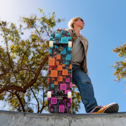 Skateboard Planche à roulettes de circuit 3D Turquoise Orange (Extérieur 1)