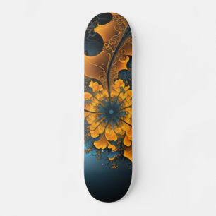 Skateboard Planche à roulettes en art fractal orange bleu abs