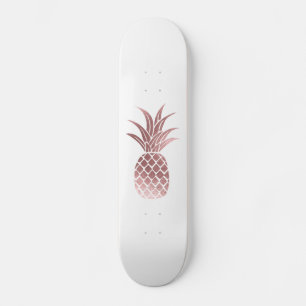 Skateboard Planche à roulettes en feuille d'or rose et ananas