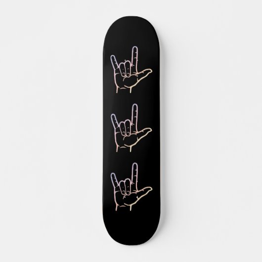 Skateboard Planche à roulettes en pastel d'ASL je t'aime (Devant)