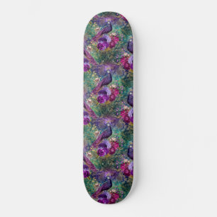 Skateboard Planche à roulettes fantaisie rose violet paon fém