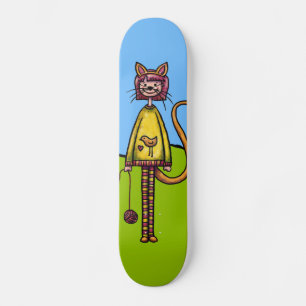 Skateboard Planche à roulettes, Fille au chat
