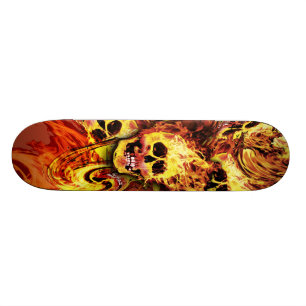 Skateboard Planche à roulettes flamboyante de crânes