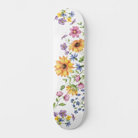 Skateboard Planche à roulettes Fleurs sauvages joliment fémin (Recto)