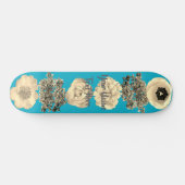 Skateboard Planche à roulettes Fleurs Sépia Sarcelle Rétro Vi (Horz)