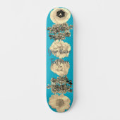 Skateboard Planche à roulettes Fleurs Sépia Sarcelle Rétro Vi (Recto)