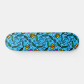 Skateboard Planche à roulettes florale abstraite (Horz)