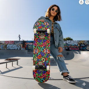 Skateboard Planche à roulettes florale chinoise colorée