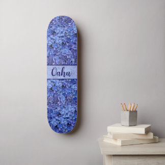 Skateboard Planche à roulettes florale Hydrangea Bleu