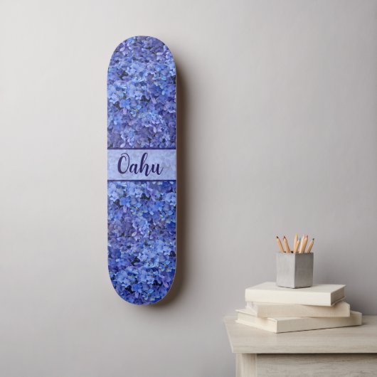Skateboard Planche à roulettes florale Hydrangea Bleu (Art mural)