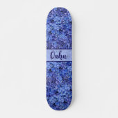 Skateboard Planche à roulettes florale Hydrangea Bleu (Devant)