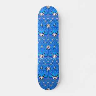 Skateboard planche à roulettes géométrique de grille bleue