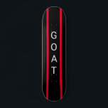 Skateboard Planche à roulettes "GOAT", noire et rouge, person<br><div class="desc">Planche à roulettes avec le sigle "GOAT" pour "Greatest of all time" noir et rouge avec des bandes</div>