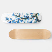 Skateboard Planche à roulettes japonaise bleue de fleurs (Horz)
