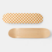 Skateboard Planche à roulettes orange et blanche de damier (Horz)