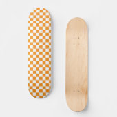 Skateboard Planche à roulettes orange et blanche de damier (Recto)