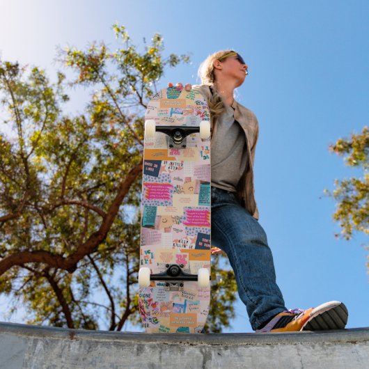 Skateboard planche à roulettes patchwork Good Vibes (Extérieur 1)