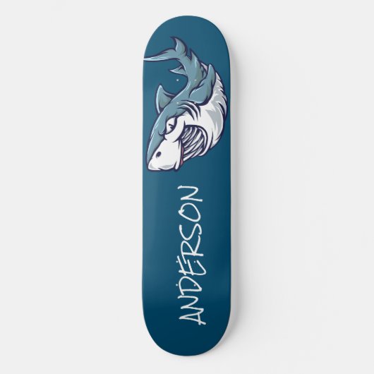 Skateboard planche à roulettes Personalized Blue Shark (Recto)
