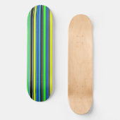 Skateboard Planche à roulettes rayée audacieuse - Bleu, lime (Recto)