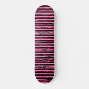 Skateboard Planche à roulettes, rayures peintes, rose et mage