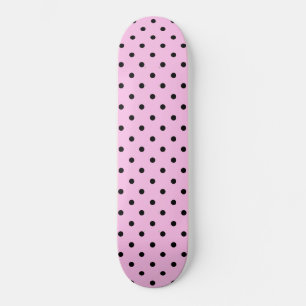 Skateboard Planche à roulettes rose clair et à pois noirs