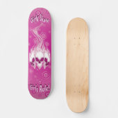 Skateboard Planche à roulettes rose de crâne (Recto)