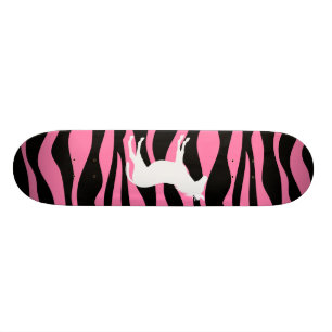 Skateboard Planche à roulettes rose de zèbre
