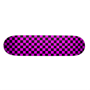Skateboard Planche à roulettes rose et noire de damier