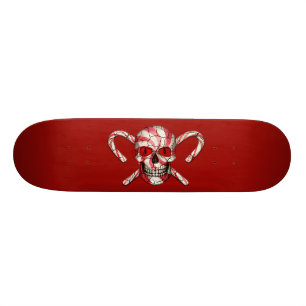 Skateboard Planche à roulettes rouge de crâne de sucre de