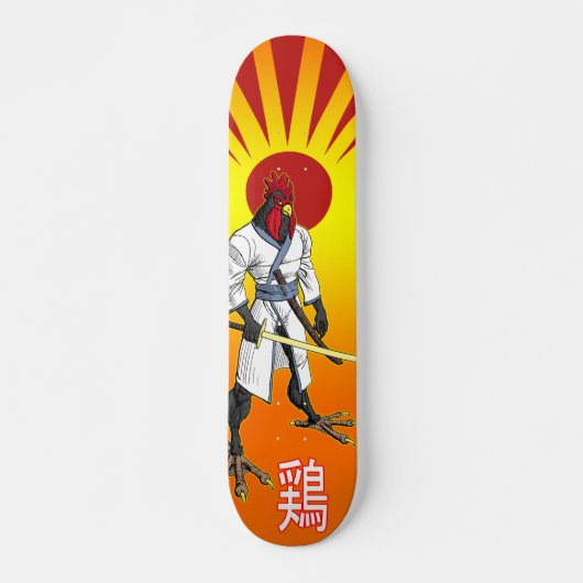 Skateboard Planche à roulettes samouraï de poulet (Devant)