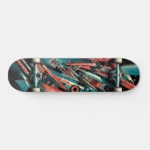 Skateboard Planche à roulettes Street Art Tech Rétro-Futurist (Horz)