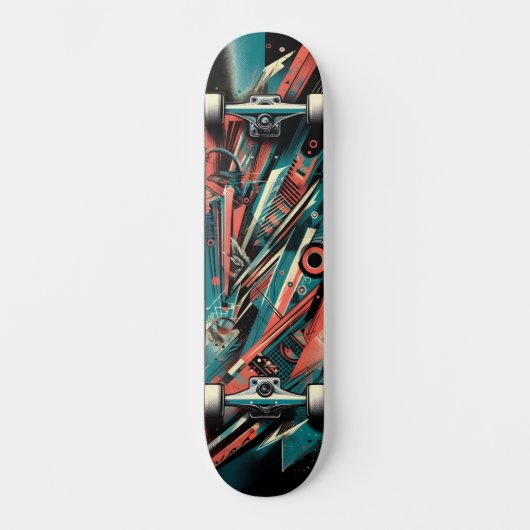 Skateboard Planche à roulettes Street Art Tech Rétro-Futurist (Recto)
