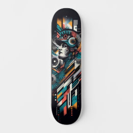 Skateboard Planche à roulettes Street Art Tech Rétro-Futurist