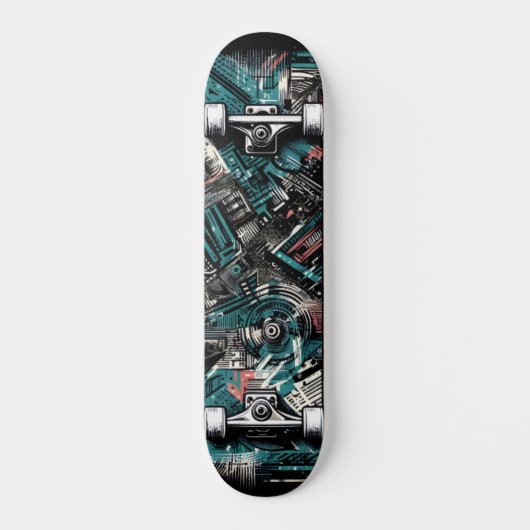 Skateboard Planche à roulettes Street Art Tech Rétro-Futurist (Recto)