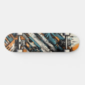 Skateboard Planche à roulettes Street Art Tech Rétro-Futurist (Horz)