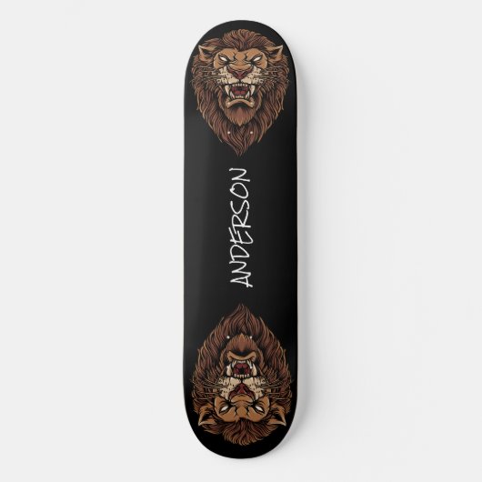 Skateboard planche à roulettes Tête de lion en colère personn (Recto)