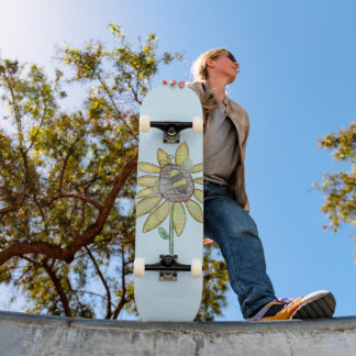 Skateboard Planche à roulettes tournesol et abeilles
