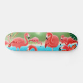Skateboard Planche à roulettes tropicale de Flamants roses (Horz)