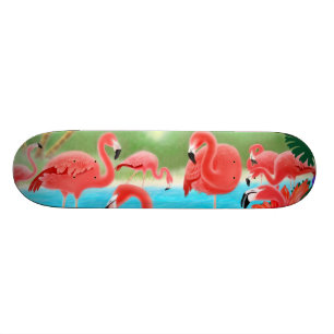 Skateboard Planche à roulettes tropicale de Flamants roses