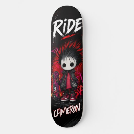 Skateboard Planche à roulettes urbaine avec graffiti emo d'an (Recto)