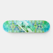 Skateboard Planche à roulettes verte bleue Tie dye Bulldog (Horz)