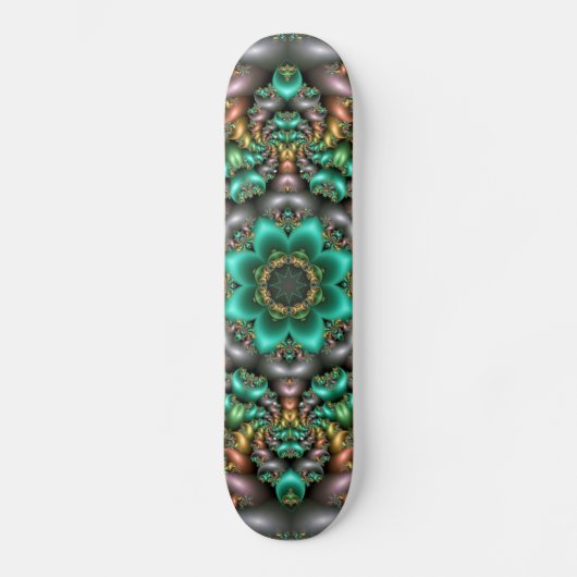 Skateboard planche de mandala à fleurs vertes (Recto)