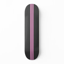 Planche de skate rayée noire et rose