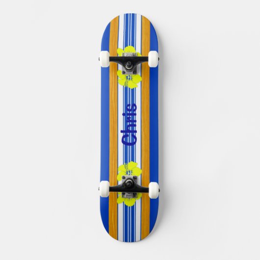 Skateboard Planche de surf hawaïenne de bleu de ketmie (Recto)