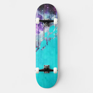 Skateboard Planches en bois pourpres, bleues, et turquoises