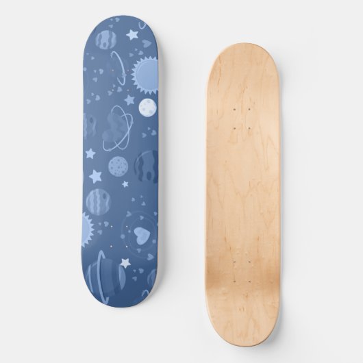Skateboard Planètes bleues céleste (Recto)