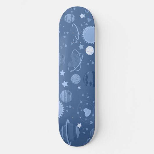 Skateboard Planètes bleues céleste (Recto)